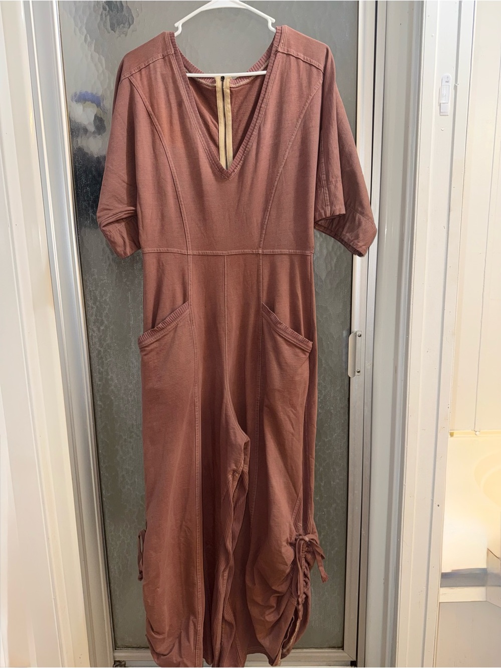 Women's Dusty Rose Utility Jumpsuit with Front Pockets